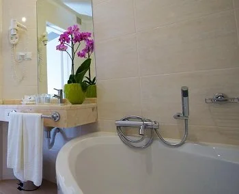 Foto y detalle de jacuzzi en la Suite Superior.