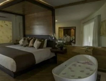 Vista del interior de la Suite Principal en donde puedes disfrutar con tu pareja de tu propia bañera de hidromasaje.