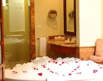 Interior de la Suite Junior Deluxe donde tienes bañera de hidromasaje.