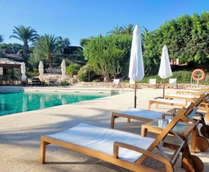 Agradable zona exterior con piscina y solarium de este coqueto hotel boutique.