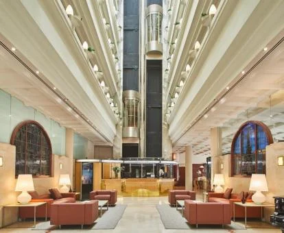 Una de las elegantes zonas de uso compartido de este hotel boutique.