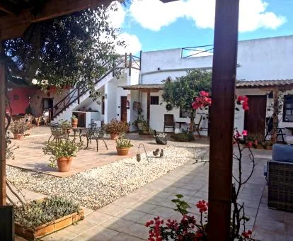 Patio con mobiliario al aire libre de este establecimiento rural.