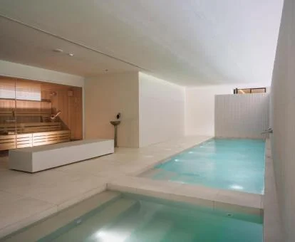 Instalaciones de bienestar del hotel con zona de aguas y sauna.