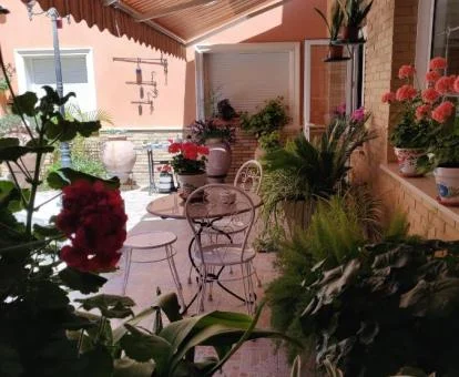 Acogedor patio con mobiliario exterior de este hotel.