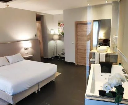 Habitación doble deluxe con jacuzzi privado de este hotel romántico.