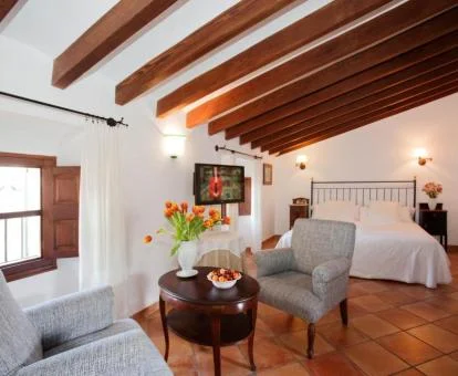 Una de las amplias habitaciones de estilo elegante de este hotel boutique.