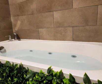 Bañera de hidromasaje privada de uno de los estudios de este establecimiento.