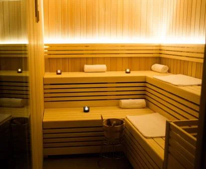 Sauna del centro de bienestar del hotel.